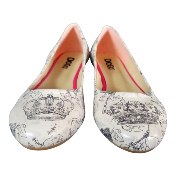 DoGo Women's White and Black Vegan Leather Made In Turkey Printed Flats Sz 39 - Picture 3 of 7